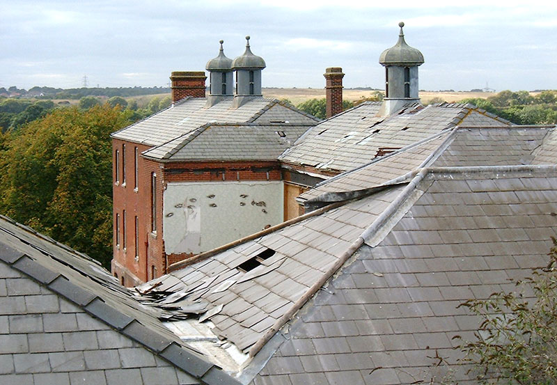 View over roofs of Knowle Village before restoration